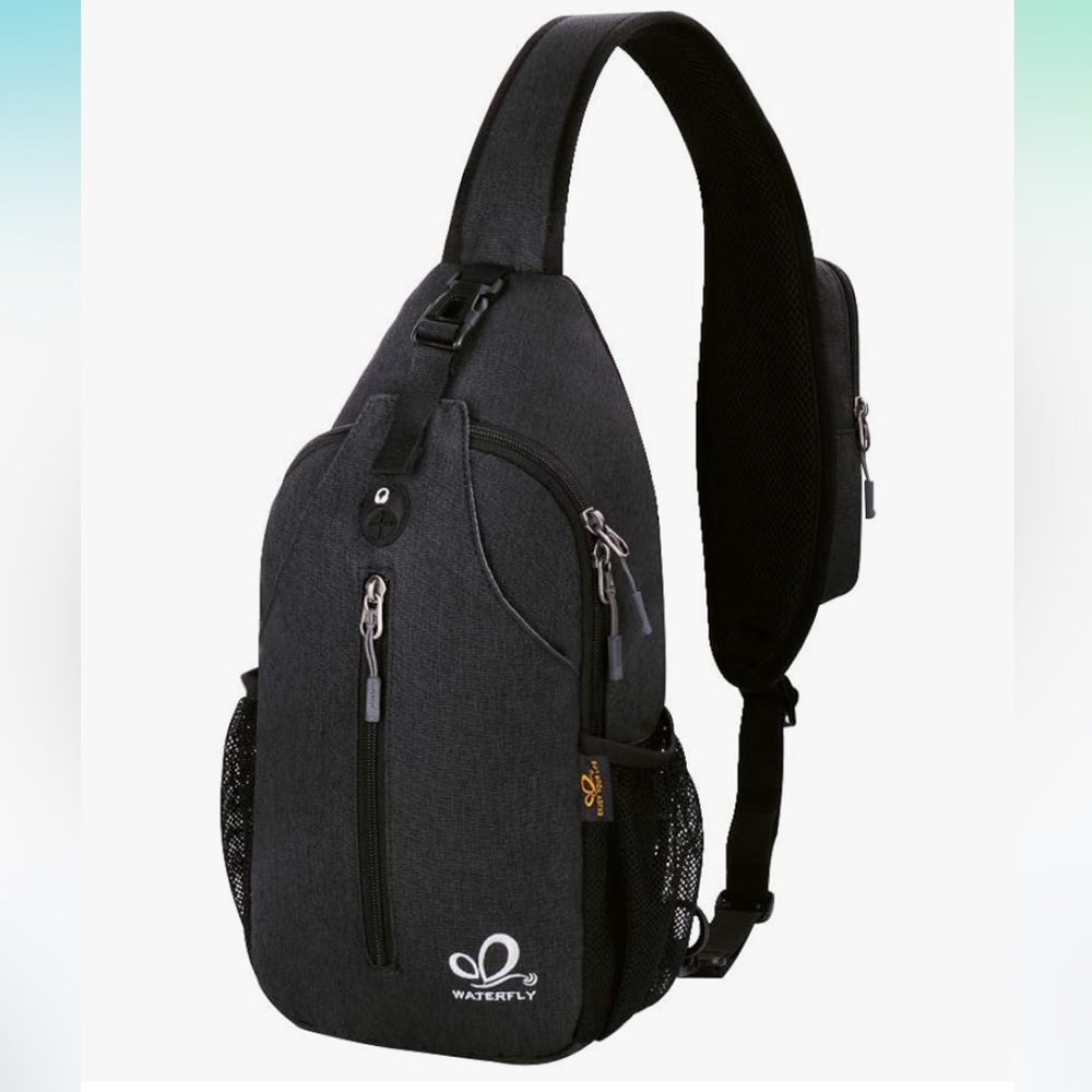 Waterfly-Sling Bag with Adjustable Strap and Minimalist Design, Black NWOT